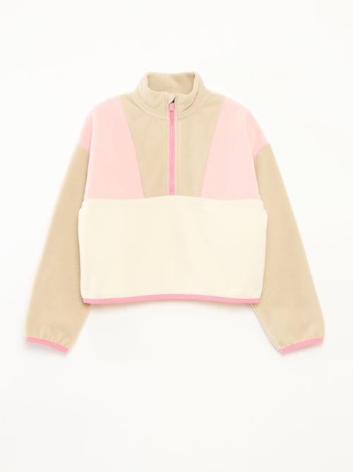 Fleecetrui met schipperskraag en biesje - - Kiabi