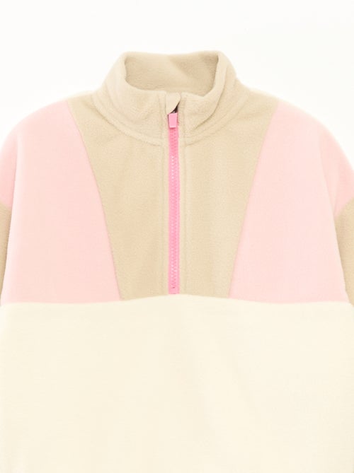 Fleecetrui met schipperskraag en biesje - - Kiabi