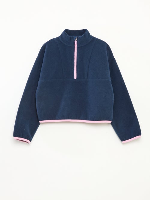 Fleecetrui met schipperskraag en biesje - - Kiabi