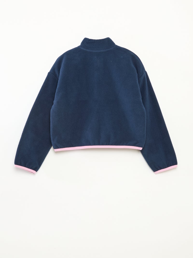 Fleecetrui met schipperskraag en biesje - Blauw - Kiabi
