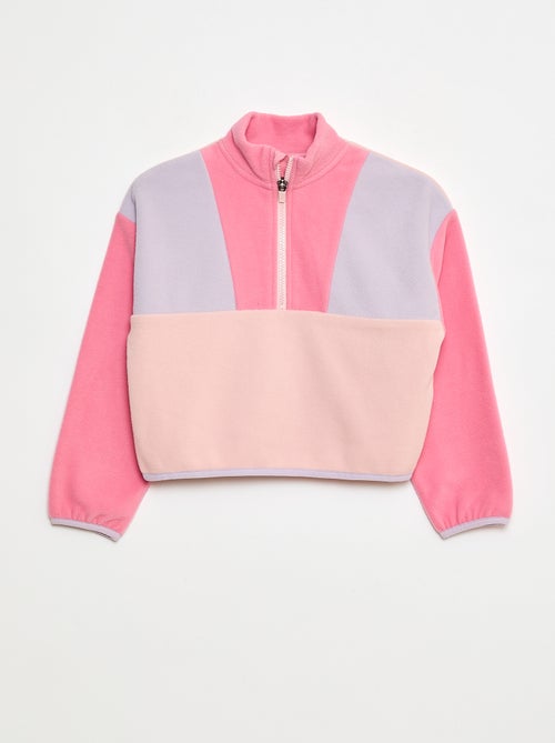 Fleecetrui met schipperskraag en biesje - - Kiabi