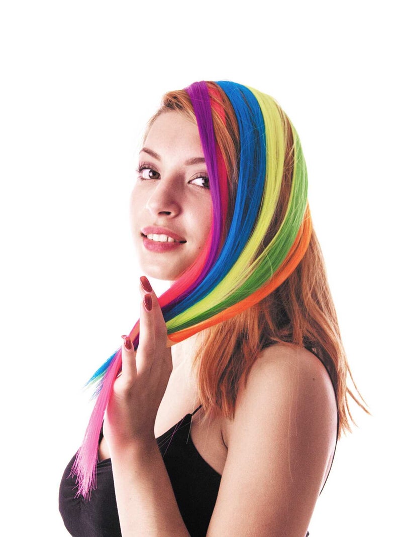 Fluorescerende haarextensies met clipje GEEL - Kiabi