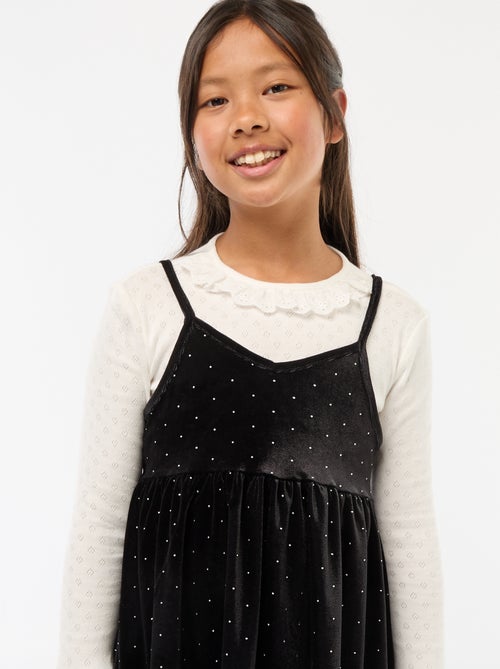 Fluwelen 2-in-1-jurk met stras - Kiabi