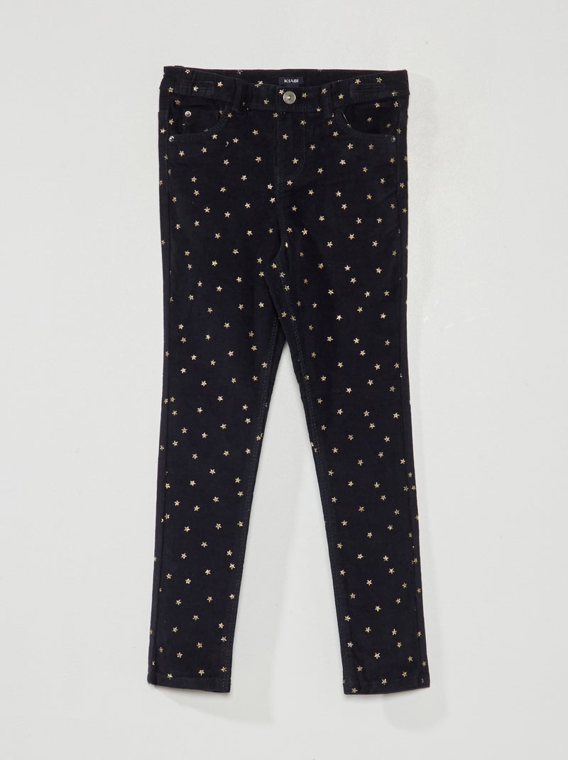 Fluwelen broek met sterretjes BLAUW - Kiabi