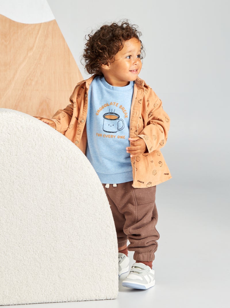 Fluwelen hemd BRUIN - Kiabi