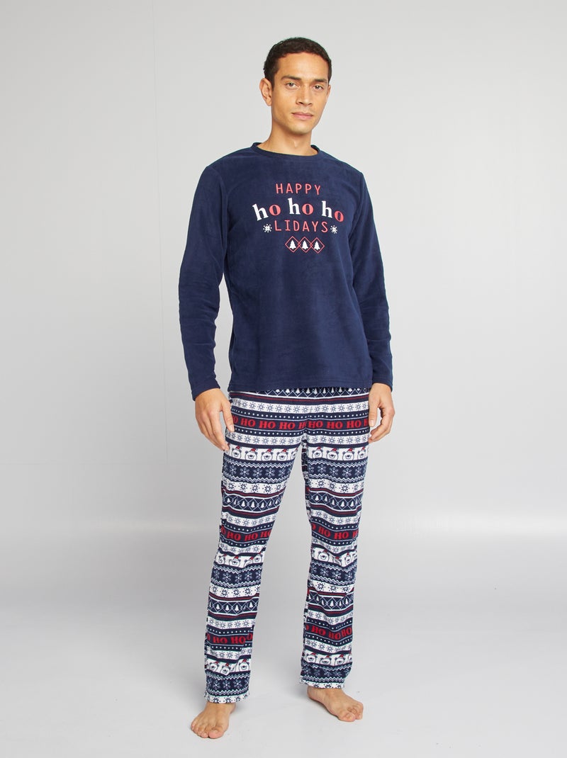 Fluwelen kerstpyjama BLAUW - Kiabi