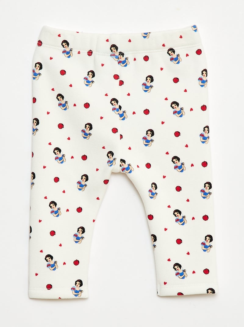 Fluwelen legging met all-over motief 'Disney' Wit - Kiabi