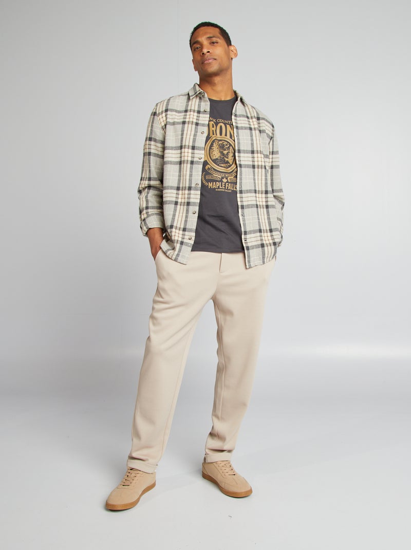 Fluwelen overhemd met ruitjes GRIJS - Kiabi