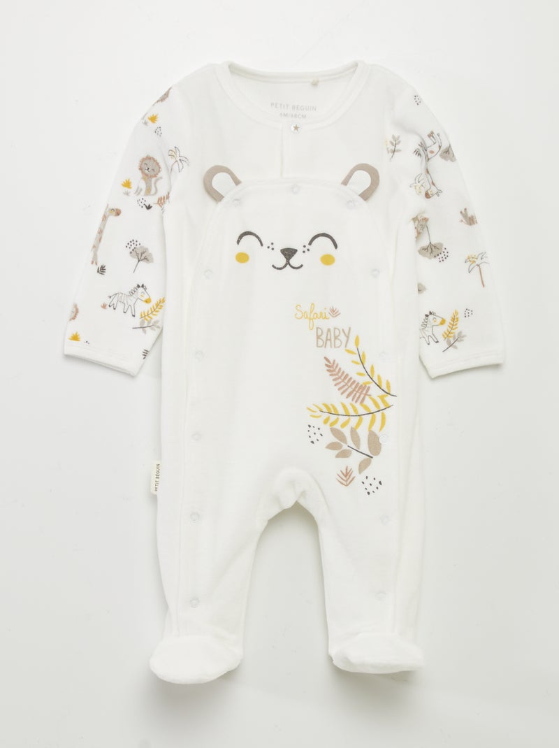 Fluwelen pyjama 'beer' WIT - Kiabi