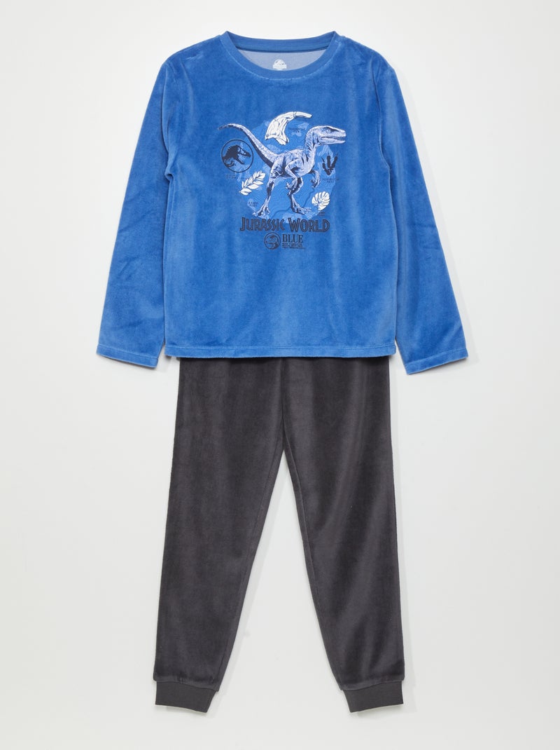 Fluwelen pyjama 'Jurassic World' - 2-delig BLAUW - Kiabi