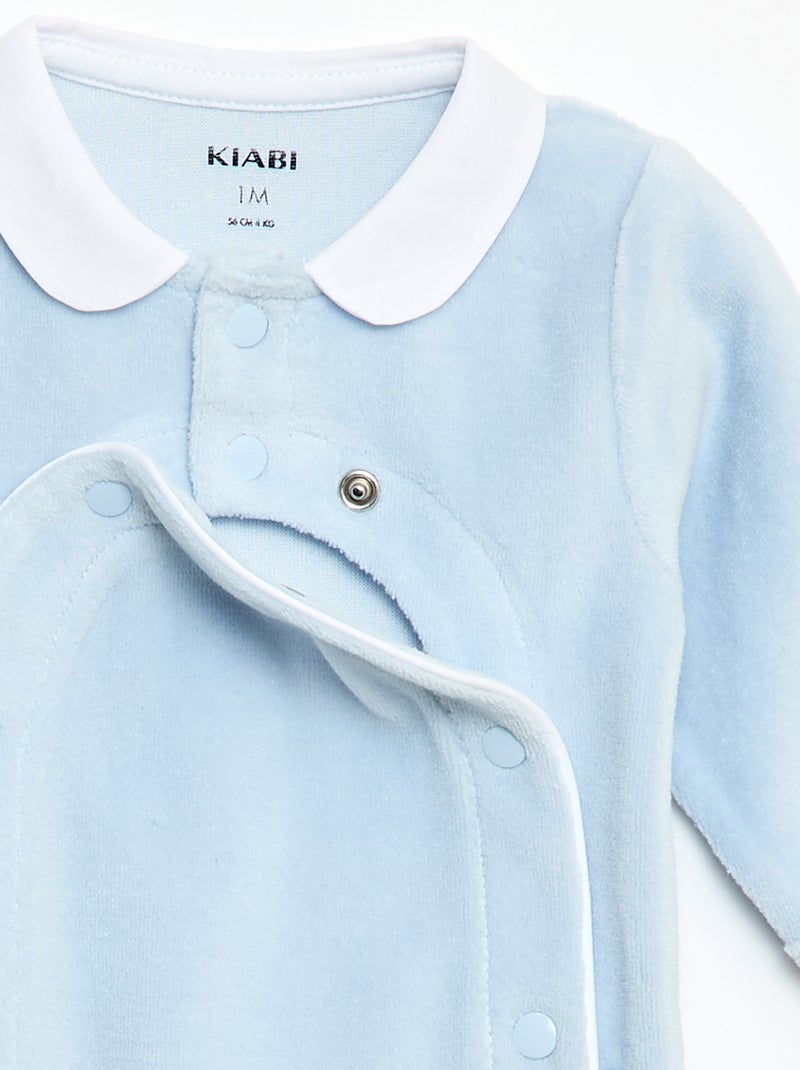 Fluwelen pyjama met Peter Pan-kraagje Blauw - Kiabi