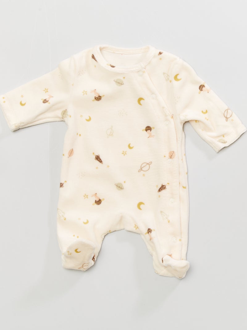 Fluwelen pyjama met ruimteprint WIT - Kiabi