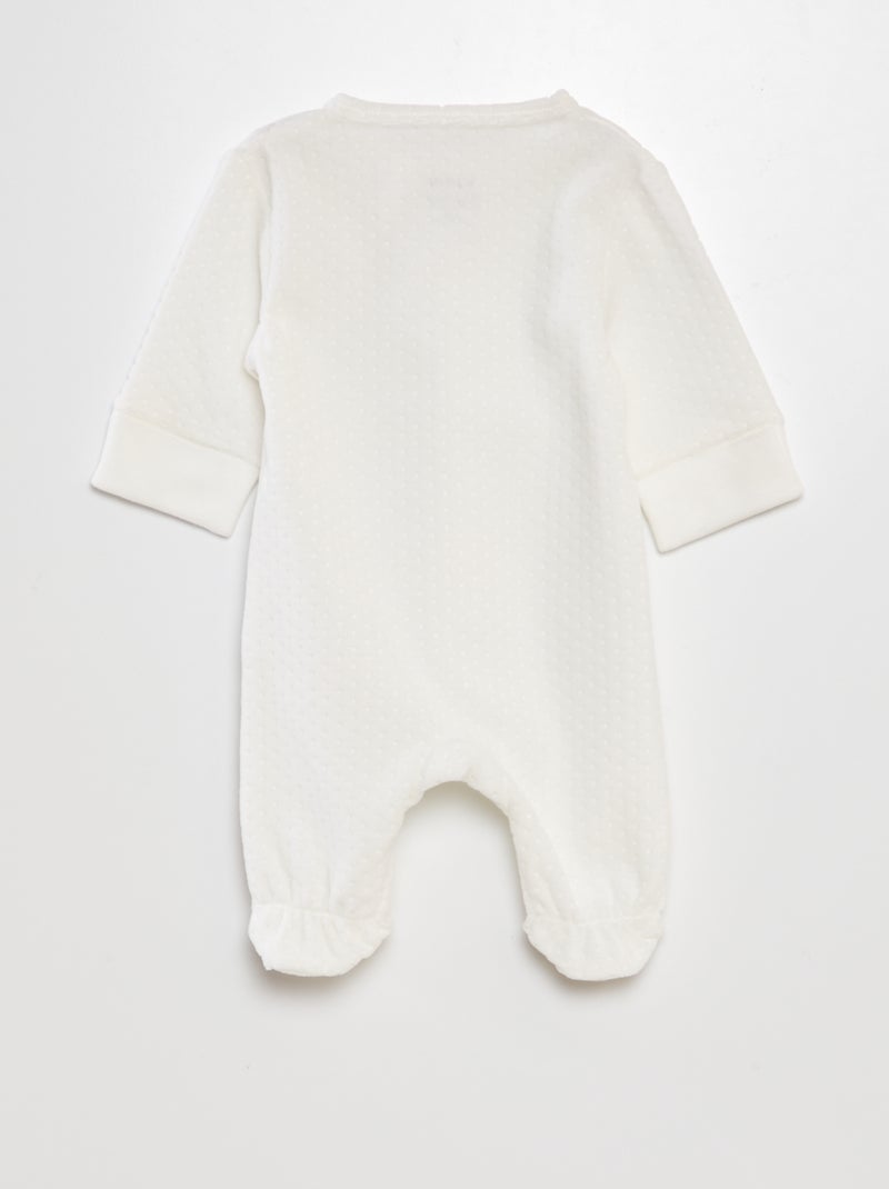 Fluwelen pyjama met verstelbare mouwen WIT - Kiabi