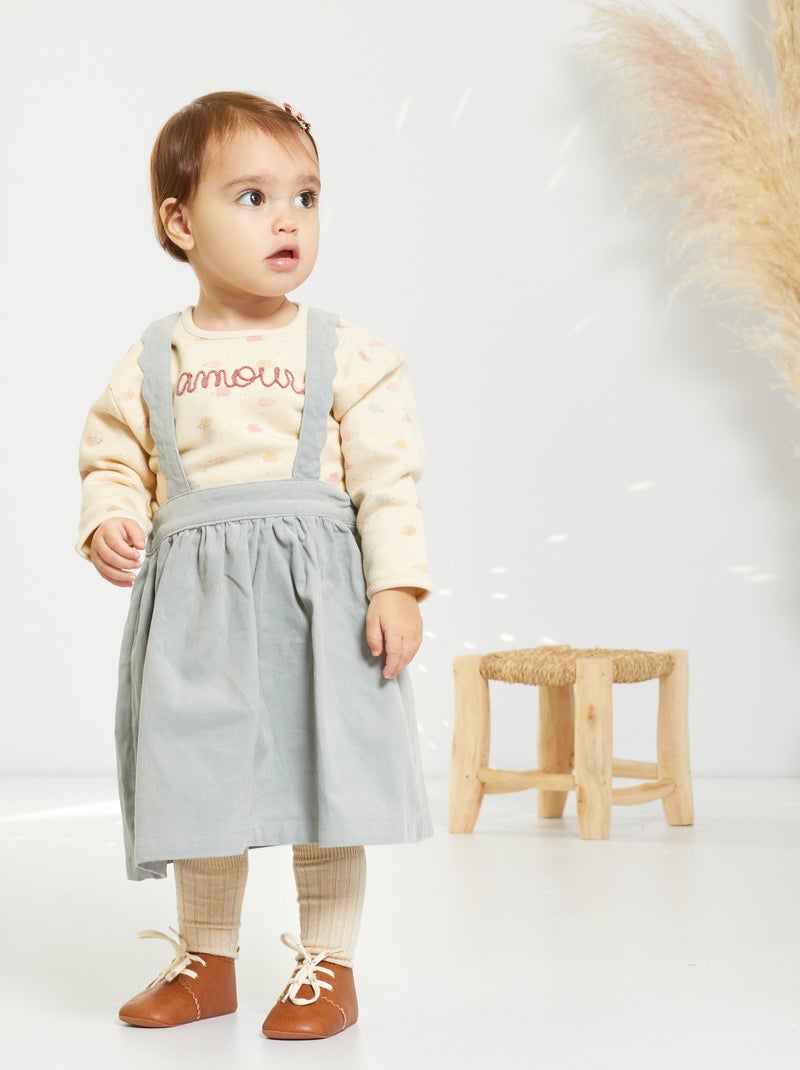 Fluwelen rok met bandjes blauw grijs - Kiabi