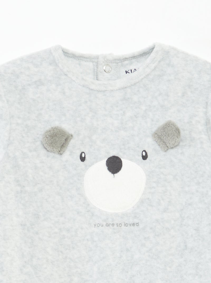 Fluwelen slaappakje met applicatie Grijs - Kiabi