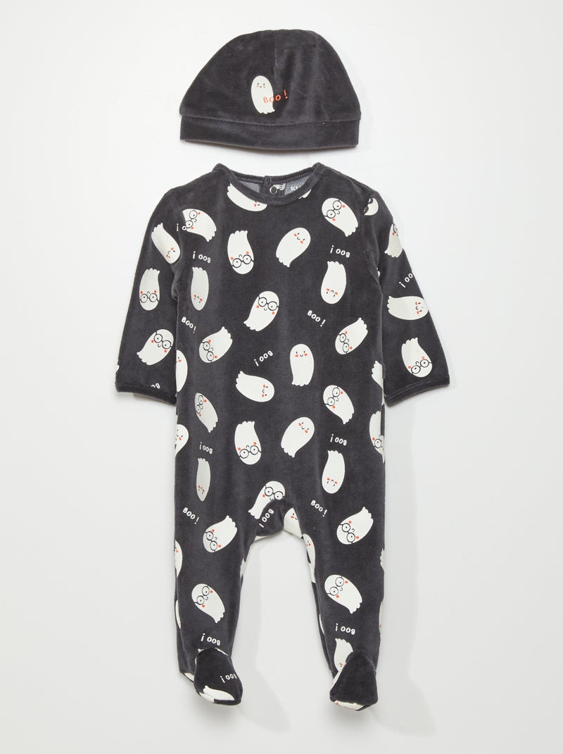 Fluwelen slaappakje met print - Halloween ZWART - Kiabi