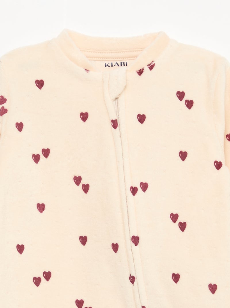 Fluwelen slaappakje met ritssluiting Wit - Kiabi