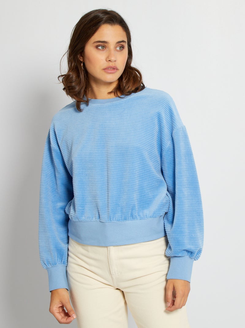 Fluwelen sweater BLAUW - Kiabi