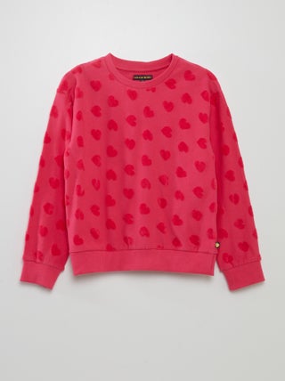 Fluwelen sweater met hartjesmotief