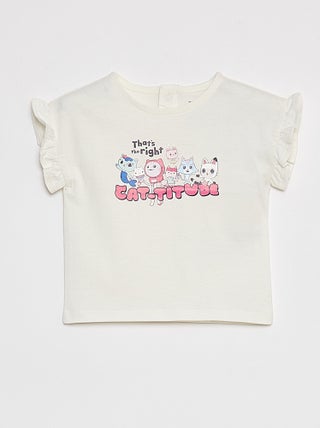 'Gabby's poppenhuis'-T-shirt met ruchemouwen