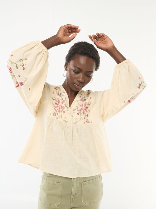 Gebloemde blouse met borduursel - Kiabi Gebloemde blouse met borduursel - Kiabi