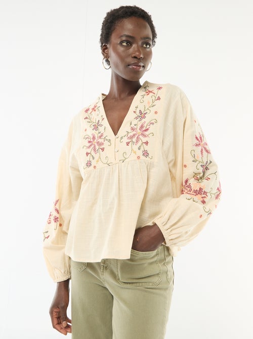 Gebloemde blouse met borduursel - Kiabi Gebloemde blouse met borduursel - Kiabi