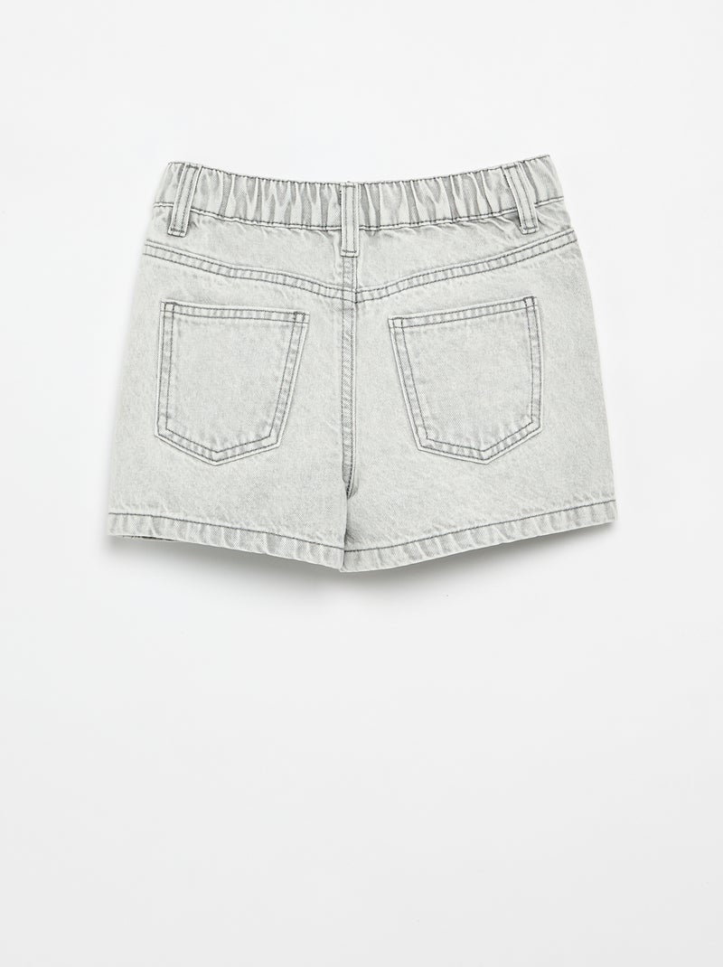 Geborduurd denim short Grijs - Kiabi