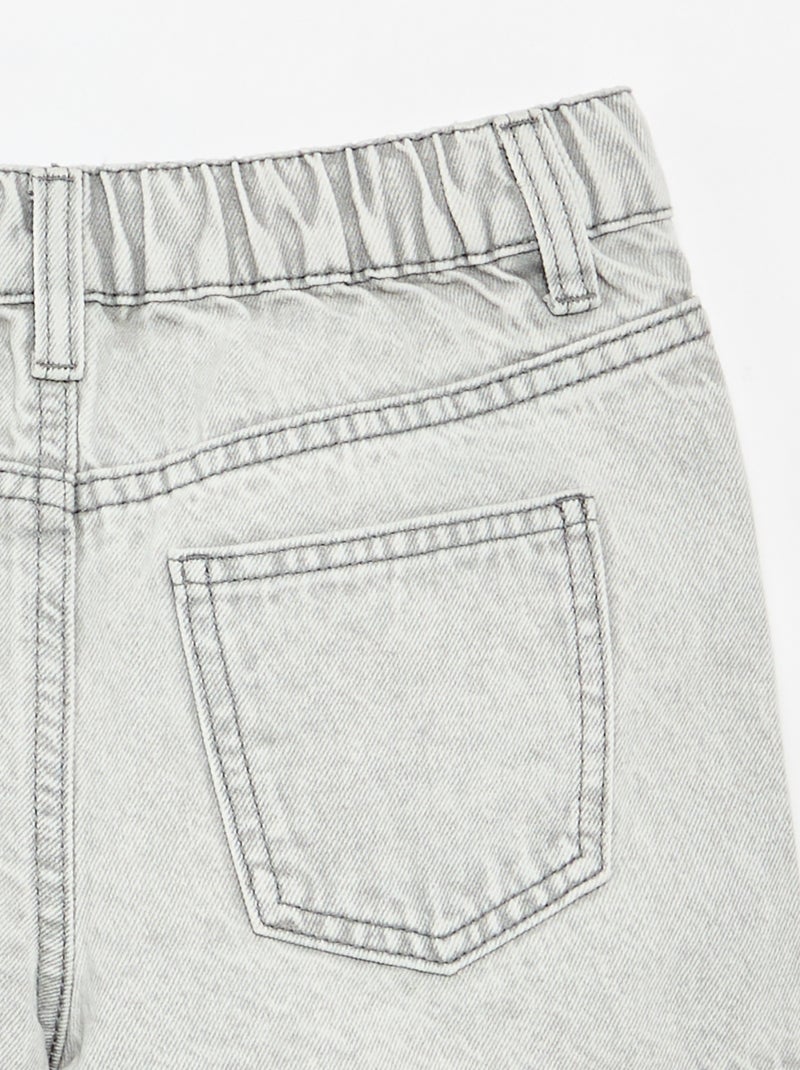Geborduurd denim short Grijs - Kiabi