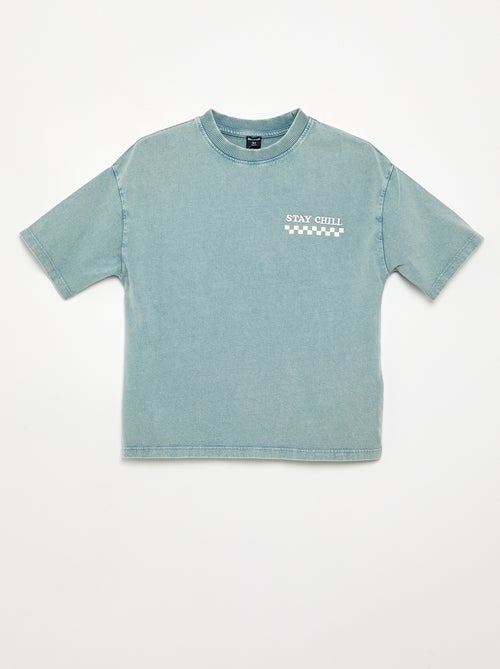 Geborduurd en bedrukt T-shirt met korte mouwen - Kiabi