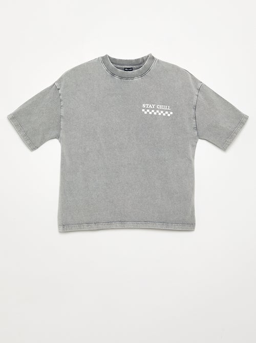 Geborduurd en bedrukt T-shirt met korte mouwen - Kiabi