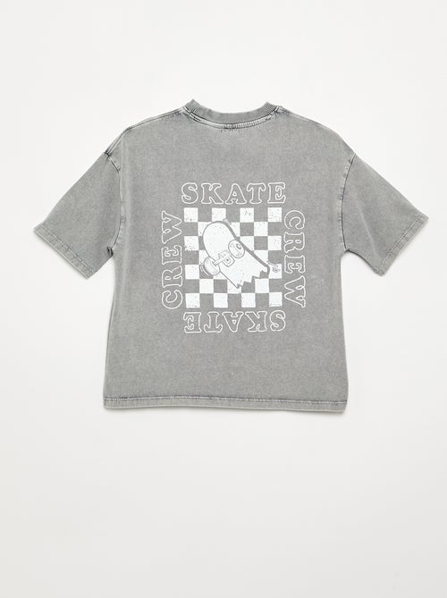 Geborduurd en bedrukt T-shirt met korte mouwen - Kiabi