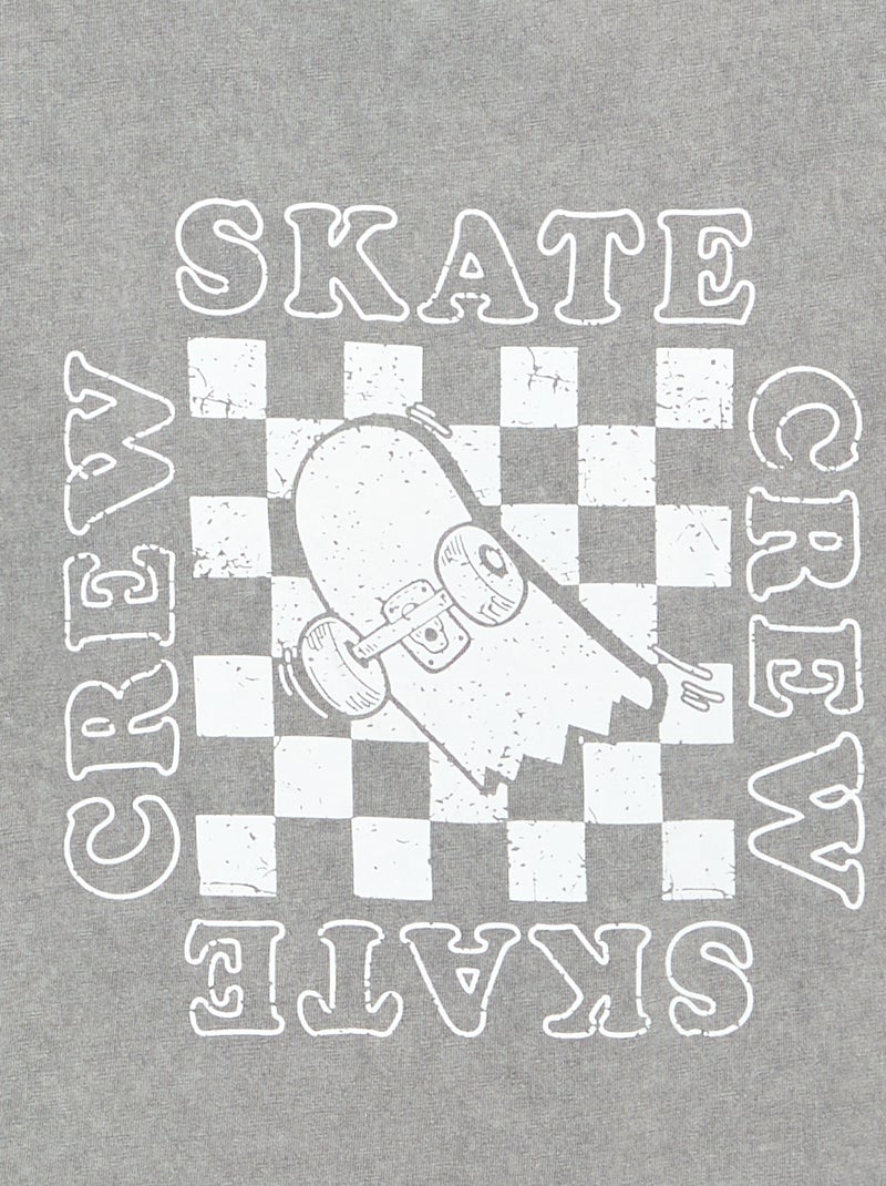 Geborduurd en bedrukt T-shirt met korte mouwen Grijs - Kiabi