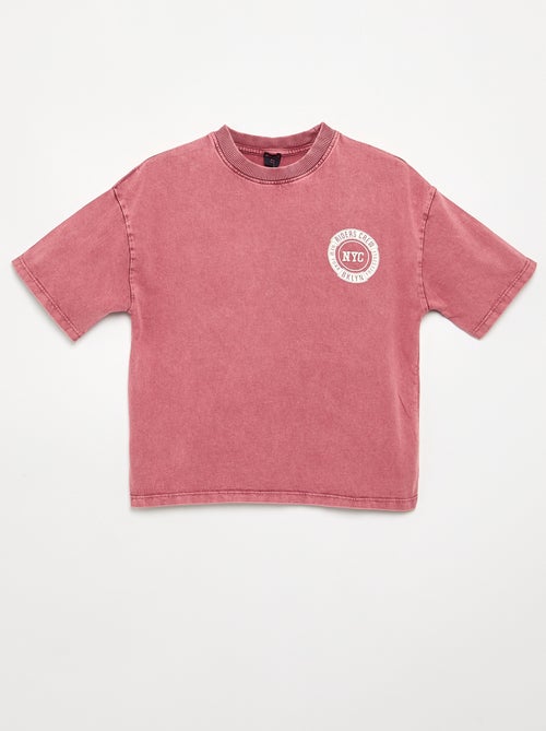 Geborduurd en bedrukt T-shirt met korte mouwen - Kiabi