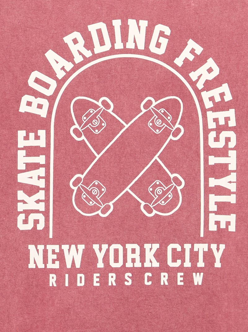 Geborduurd en bedrukt T-shirt met korte mouwen Roze - Kiabi