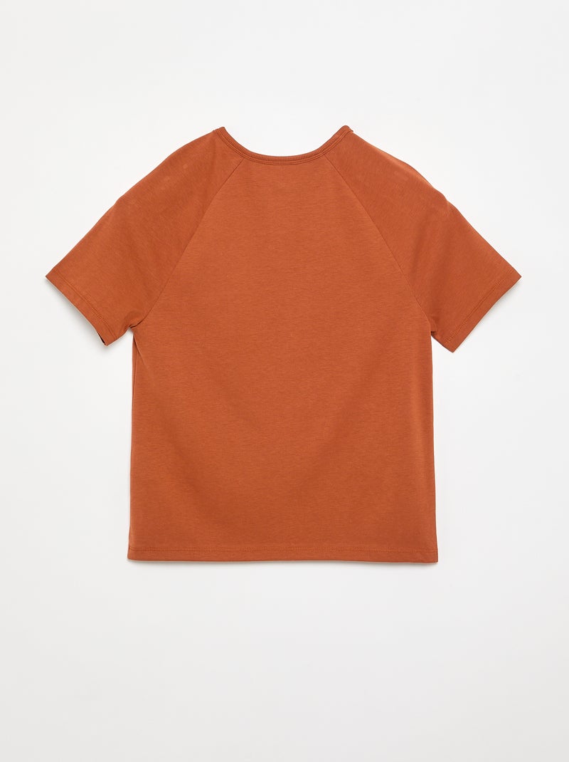 Geborduurd T-shirt met korte mouwen Bruin - Kiabi