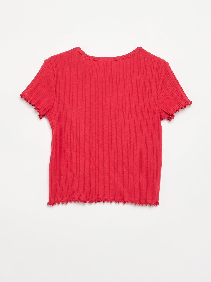 Geborduurd T-shirt met korte mouwen Rood - Kiabi