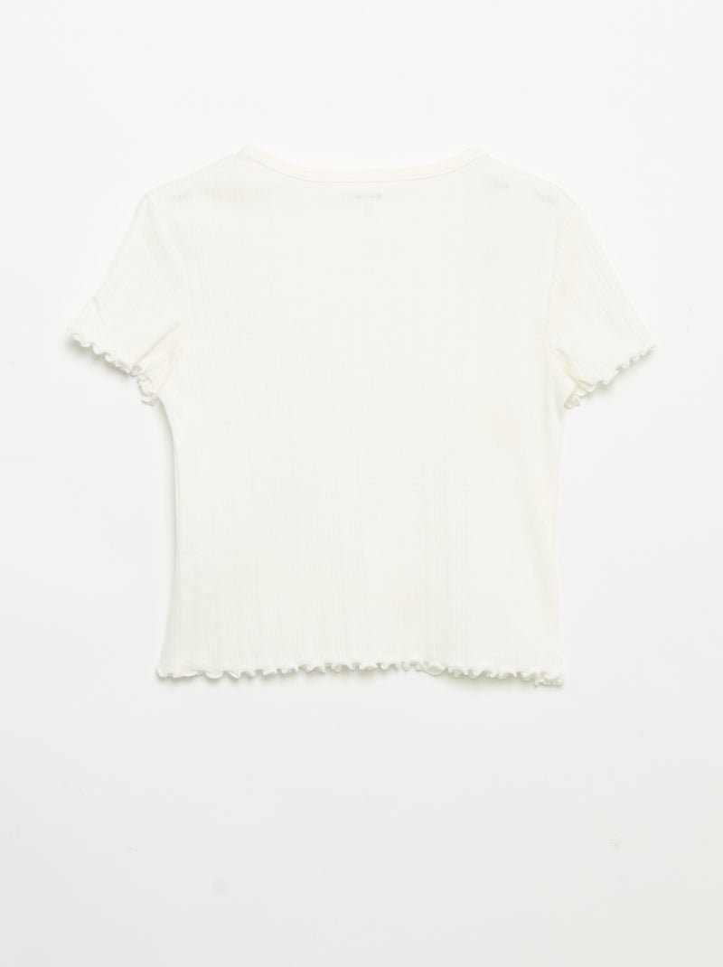 Geborduurd T-shirt met korte mouwen Wit - Kiabi
