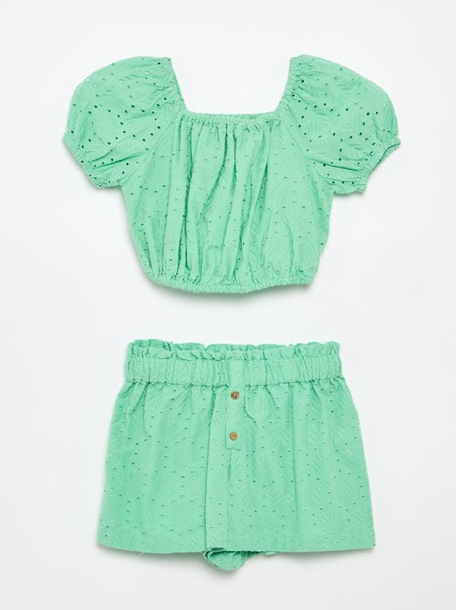 Geborduurde 2-delige set - short en blouse - Kiabi