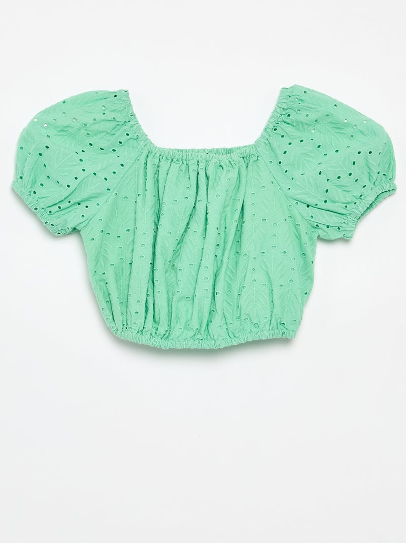 Geborduurde 2-delige set - short en blouse Groen - Kiabi