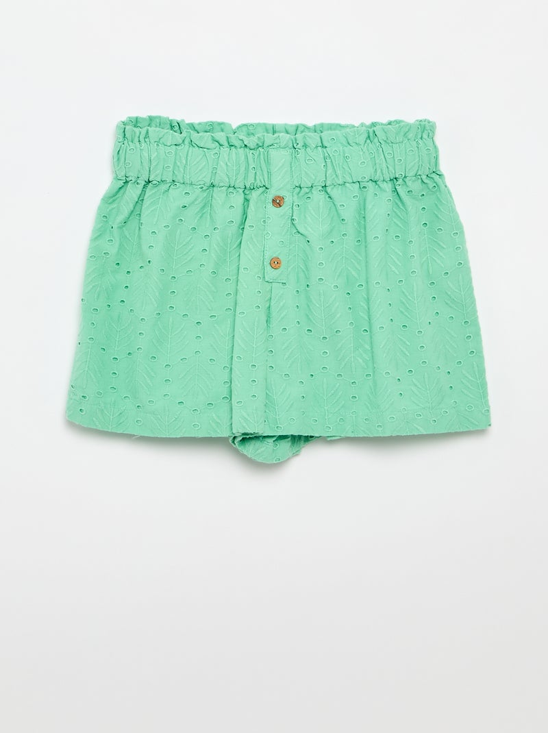 Geborduurde 2-delige set - short en blouse Groen - Kiabi