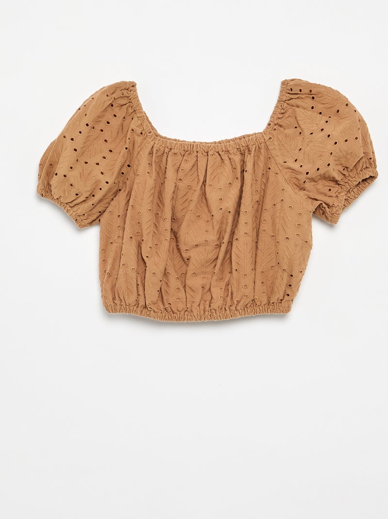Geborduurde 2-delige set - short en blouse Lichtbruin - Kiabi