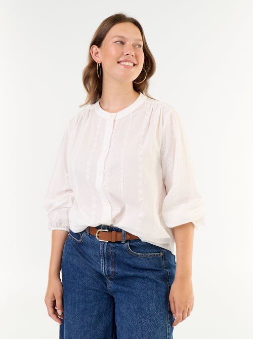 Geborduurde blouse met lange mouwen - Kiabi
