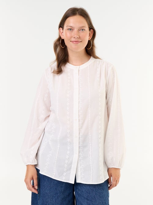 Geborduurde blouse met lange mouwen - Kiabi