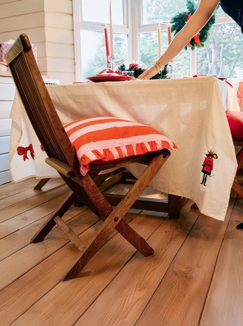 Geborduurde kersttafelkleed van katoen en linnen 150x150 cm - Kiabi