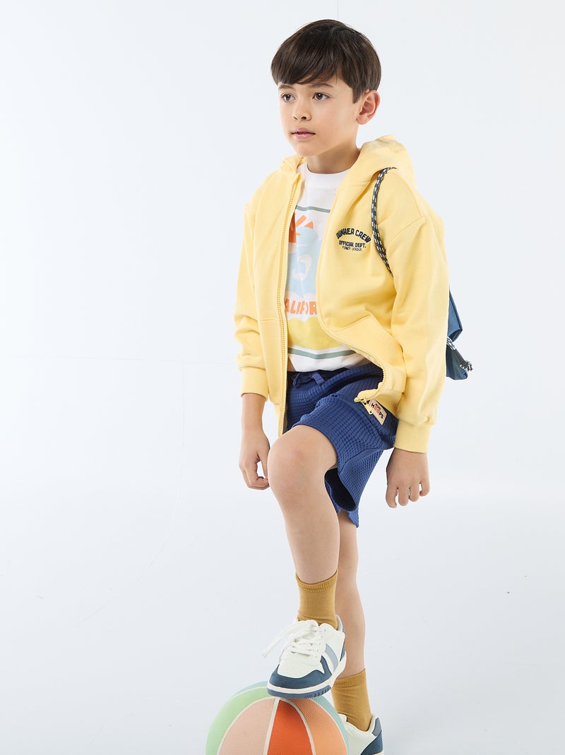 Geborduurde loose fit sweater met capuchon Geel - Kiabi