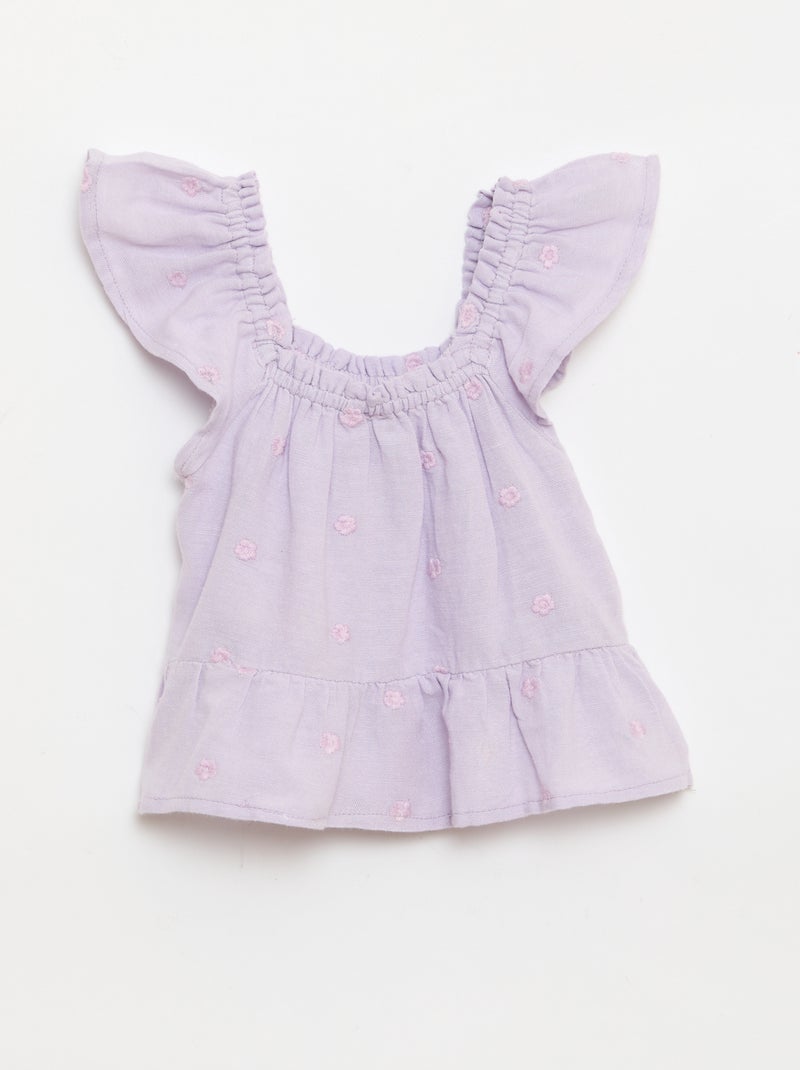 Geborduurde mouwloze blouse Paars - Kiabi