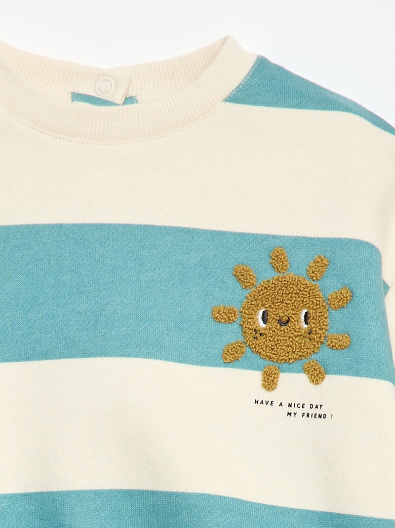 Geborduurde sweater van fleece Blauw - Kiabi