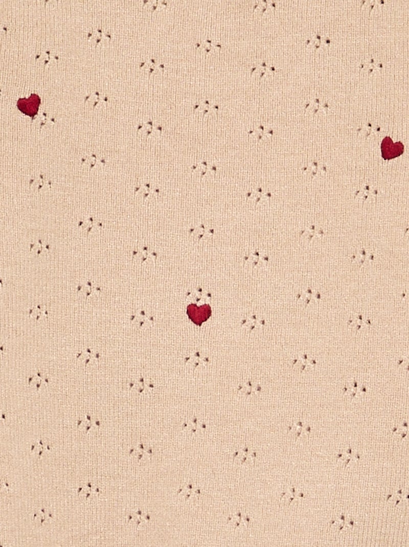 Geborduurde trui van pointelletricot Biege - Kiabi