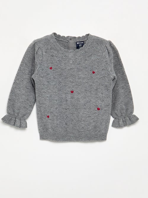 Geborduurde trui van pointelletricot - Kiabi