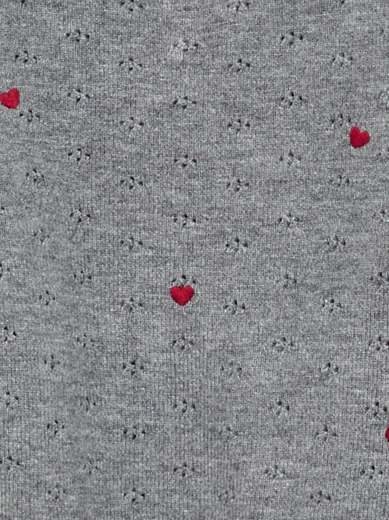 Geborduurde trui van pointelletricot Grijs - Kiabi